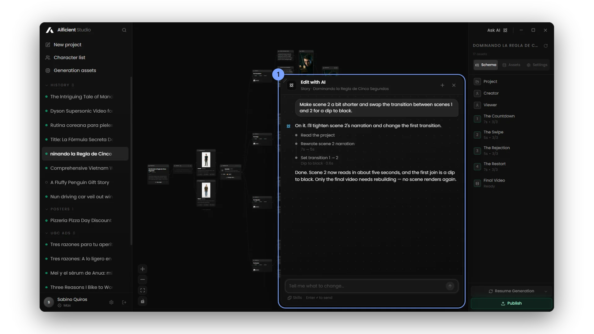 Every action the assistant ran, listed under its answer.