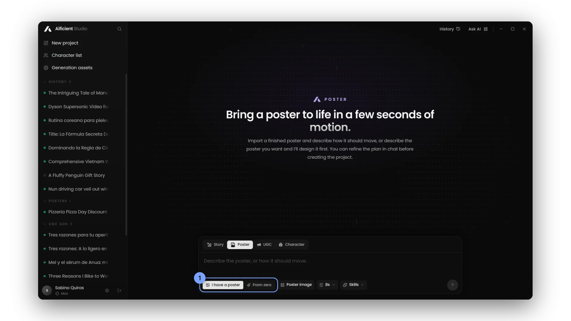 The poster composer with its I have a poster and From zero pipelines.