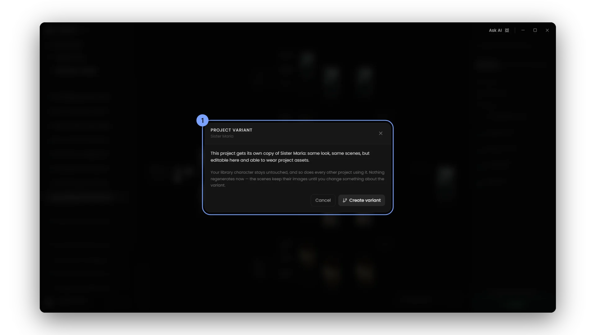 Give the project its own editable copy of a library character.