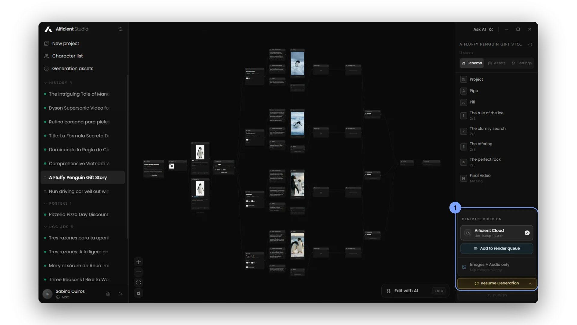 The Generate video on menu: a runtime and what to render.