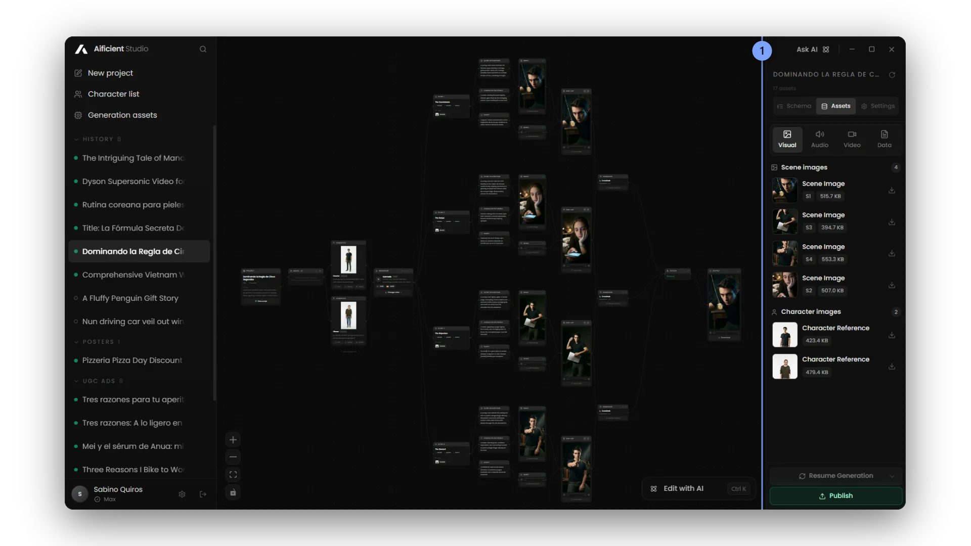 Every generated file, grouped, with focus and download actions.