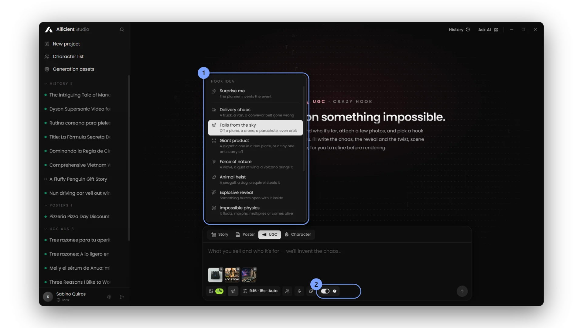 Open the ad on something impossible, from a hook idea.